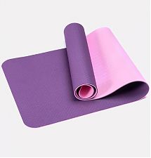 Коврик для йоги и фитнеса 183*61*0,6 TPE двухслойный (фиолетовый/розовый) SF 0402